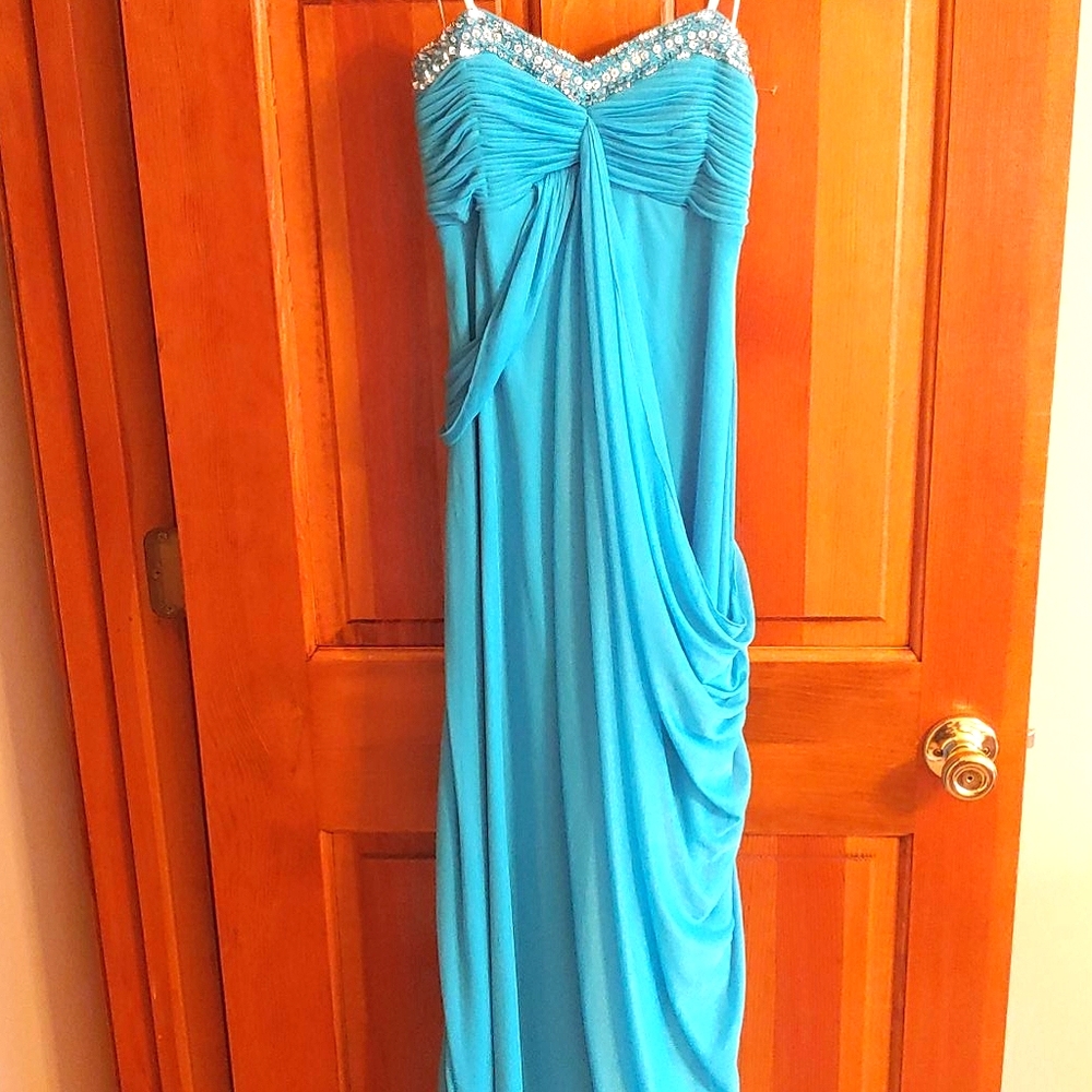 Strapless Teal Formal Gown